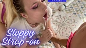 Hardcore Lesbian Sloppy Strap-on Throat Fuck and Pussy Pounding - Deep Throat