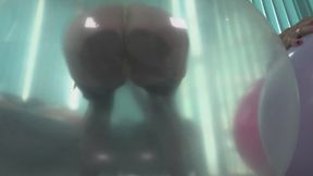 Molly and Amelia have fun with big balloons