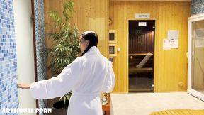 My Skinny Indian Step Sister Gives Me Oily Footjob in a Public Sauna