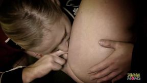 Bi women use a dildo while having group sex with others