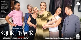 four older ladies get teached how to squirt and then some!