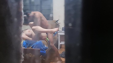 My father in law jacks off spying on me getting fuck