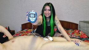Electric shocks to penis&#x1F346; and testicles Dominatrix Nika toys with charges