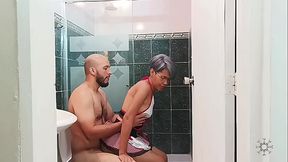 My stepsister caught me wearing only a towel and lost control What a taboo story!