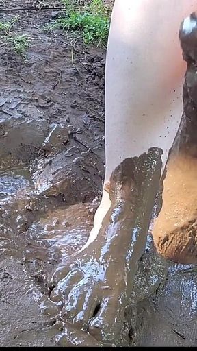 Barefoot Squishing & Playing in the Mud, Dirty Feet