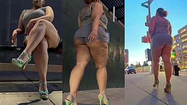 Boricua Leg Tease Queen - Mini Skirt - High Heels Stillettos- Walking Slow Motion- Crossed Legs Thick Thighs Puerto Rican Mami