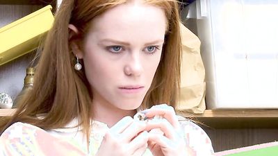 Redhead teen thief with big nipples fucks for freedom