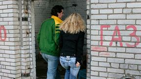 Slutty blonde with curly hairs Xandy fucked in the ass from behind