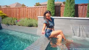 Christy Takes a Dip in a Sexy Denim Outfit