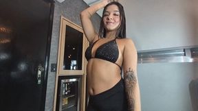 Pole dancer crushes jealous slave's face with her belly! By Ana Ayumi and Cris part 1