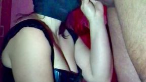 horny wife give a blowjop to pay the man debts