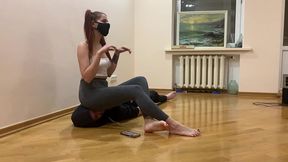playful redhead pigtailed princess in spandex leggings - full weight facesitting and pussy eating femdom