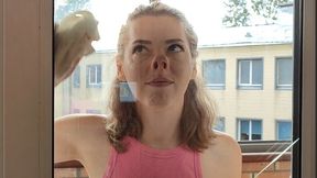 My nose through the window