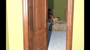 3D-Cheating Wife Greets Buxom Cuckold