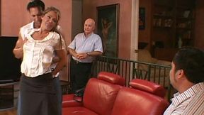 Voracious housewife Kelly Leigh fucks furiously right in front of her hubby