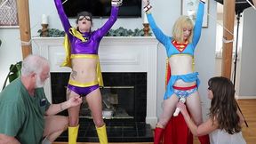 sgbg2-3) batgirl (monica sexxxton) and supergirl (karlee paige) bondage fucking strap-on fucking blowjobs and toys