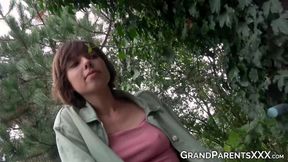 Grandma Majk Slapp teaches poor student Amit Sun how to suck old dick
