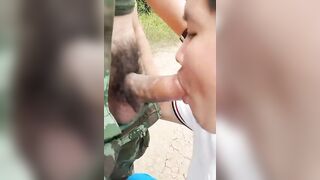 Outdoor Blowjob with Thai Man, Swallowing Cum