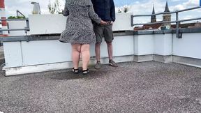 Despite her efforts, the plump mom-in-law couldn't avoid getting pee on her legs