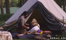 Princess and servant with big tits fuck a savage man