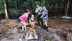 Chubby bunny challenge handcuffed in the woods