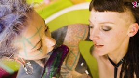 tattoo lesbian gets hard fisted till she have a real orgasm - big toys, dp, first time (goth, punk, alt porn) zf054