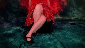 double crossed legs in flat shoes - close up (arya grander)