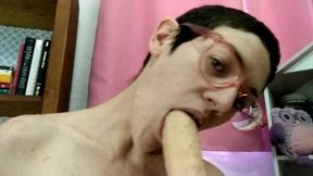 hairy babe pisses in jar, dunks dildo for nasty fun