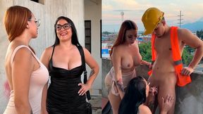 Lesbians bang worker to settle bills, skyline backdrop in Cali