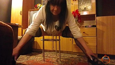 Cum on black stockings after licking KlaudiaAmberGirl pussy