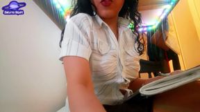 POV Hot Cheating Teacher Masturbates Her Wet Pink Hairy Pussy in Front of Her Young Student