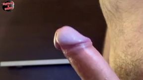 loud guy moaning while cumming hands free, intense orgasm with huge cum load