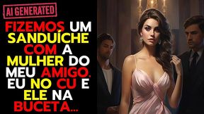 meu marido e o amigo dele arrombaram o meu cuzinho e a minha buceta, eu adorei...