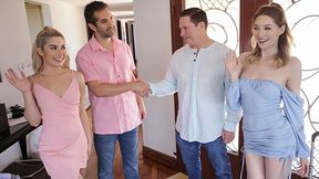 Old dudes swap teen sweethearts for a nasty group bang