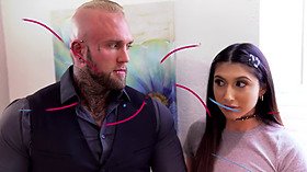 Stepdads make their stepdaughters moan while getting their hairy pussies drilled by studs in hot group sex video