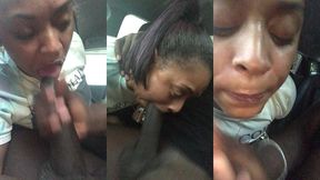 ebony slut gives public blowjob in car