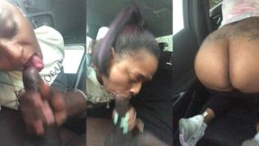 ebony slut gives public blowjob in car