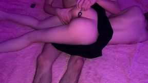 Girl gets fitted with a bunny butt plug and fucked.