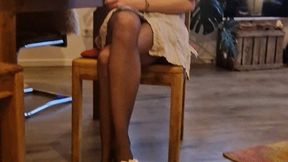 Therapy session with a dominant foot beauty and nylons with whip