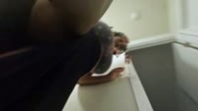 Teenie Clinging onto Giantess ankle as she Vacuums POV 1080 smaller