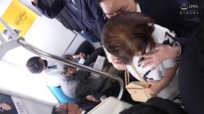Sneaky Pervert Catches Japanese Brunette MILF Reimi Riding the Rails