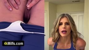 Beautiful sporty MILF wifes private show escalated into a quickie fuck where she begs for the cum