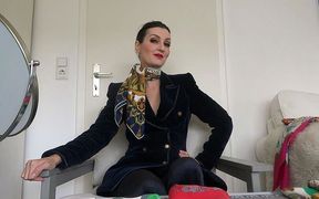 Silk scarves and dark blue velvet blazer
