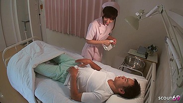 Slim Small Tits Japanese Teen Nurse seduce to Fuck by old ugly Patient at Hospital in Uncensored JAV Porn