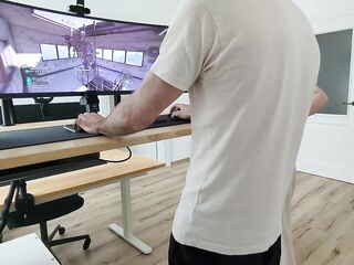 Gaming session is disturbed by lascivious girlfriend - wild blow job during the time that gaming