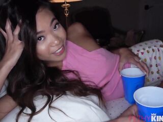 Sexy Oriental Sister Screws Large Jock Brother in Pillow Fort