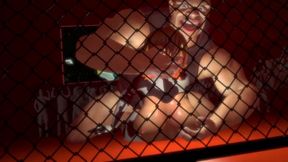 anime cow girl hard anal pounding in the sex cage