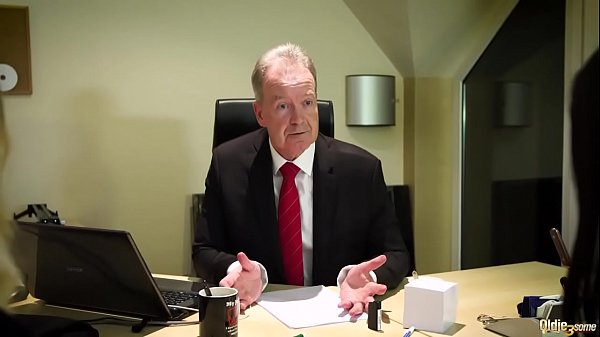 Interview turns into hardcore threesome for old man and two hot nymphos1