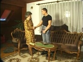 Granny in pantyhose & with furry vagina pounded with stud1