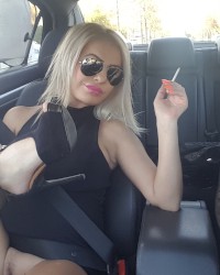 Perfect boby naked in the car photo
